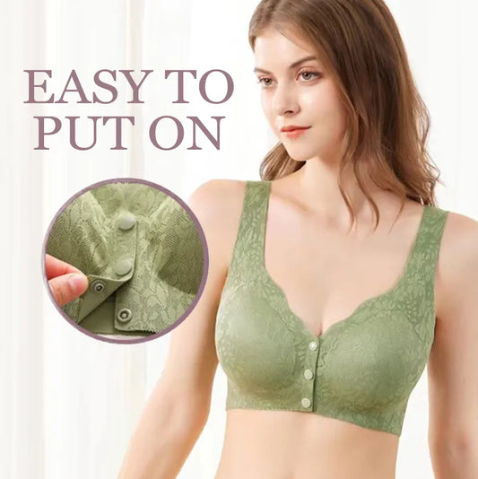 Front Button Buckle Uplift Bras